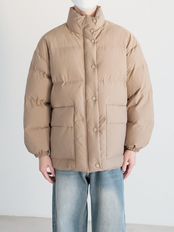 Stand Collar Insulated Cotton Jacket For Cheap - Image 3