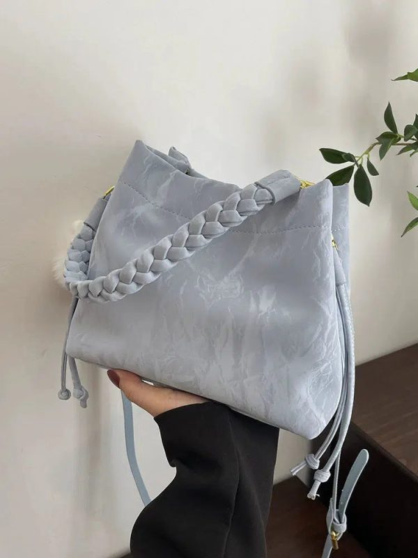 Braided Handle Bucket Shaped Bag Fashion - Image 4