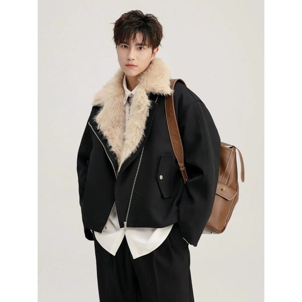 Short Jacket with Detachable Fur Collar Cheap