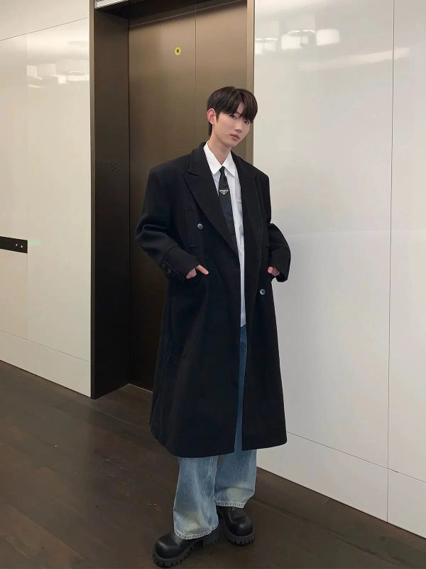 Slim-fit Long Woolen Coat Cheap - Image 2