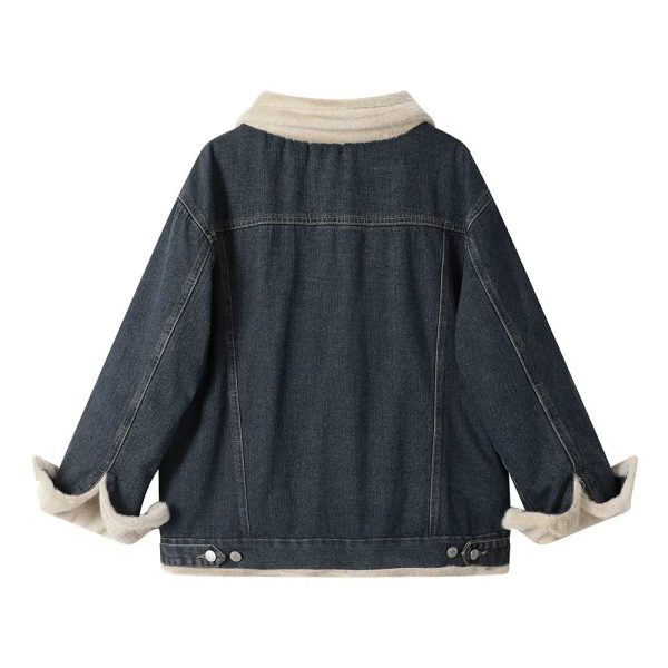 Denim Shearling Trimmed Coat on Sale - Image 3