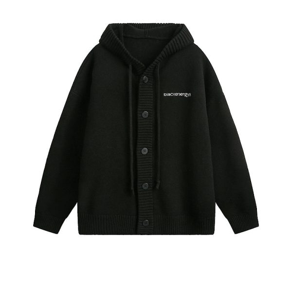 Hooded Button-Up Knit Cardigan Sweater Online Hot Sale - Image 2