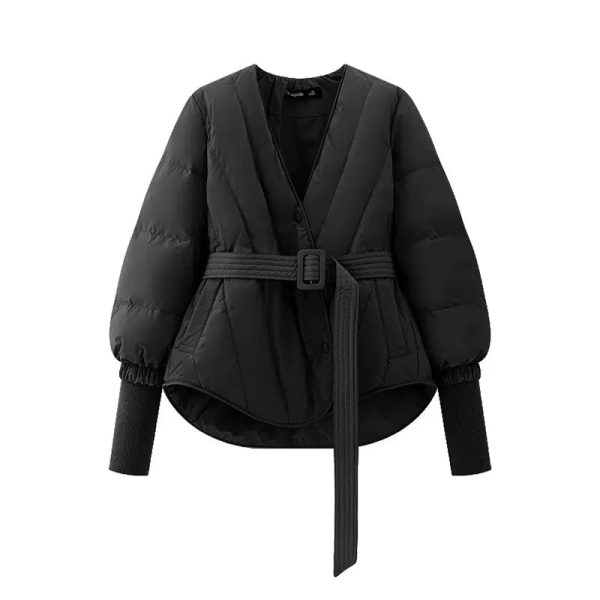 Cinched Sleeves Belted Down Jacket Online - Image 2