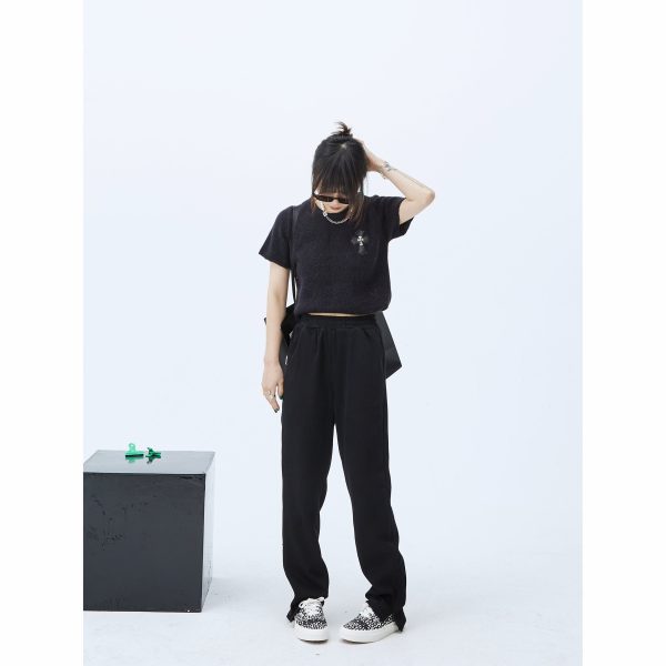Side Slits Casual Elastic Waist Pants Online now - Image 4