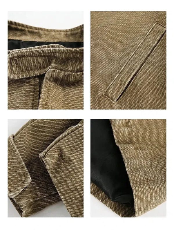 Stand Collar Canvas Workwear Jacket Online Sale - Image 3