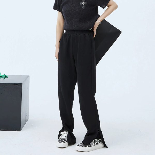 Side Slits Casual Elastic Waist Pants Online now