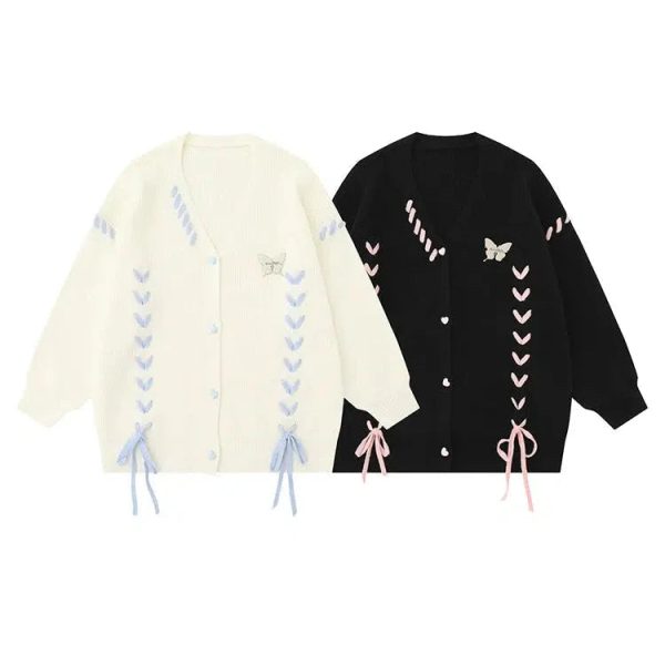 Embroidery Button Closure Knit Cardigan For Sale - Image 3