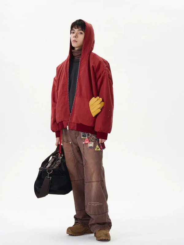 Red Hooded Jacket For Sale - Image 3
