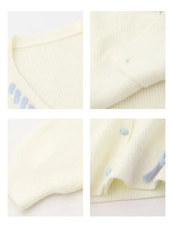 Embroidery Button Closure Knit Cardigan For Sale - Image 4