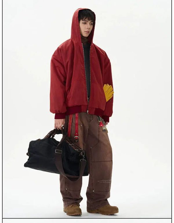 Red Hooded Jacket For Sale - Image 4