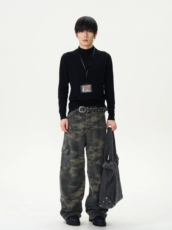 Wide-Leg Cargo Pants with Pockets Supply - Image 3