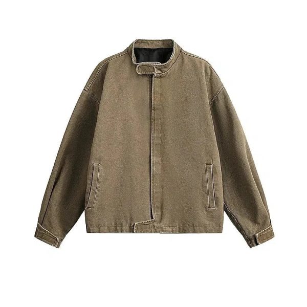 Stand Collar Canvas Workwear Jacket Online Sale