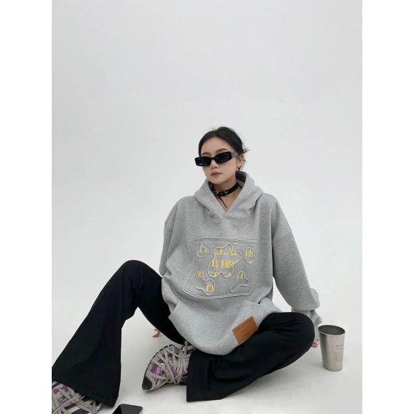 Embroidery Patch Plush Hoodie Sale - Image 4