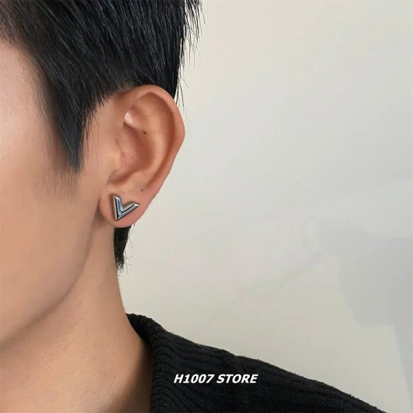 Titanium Steel V-Shaped Stud Earrings Cheap - Image 2
