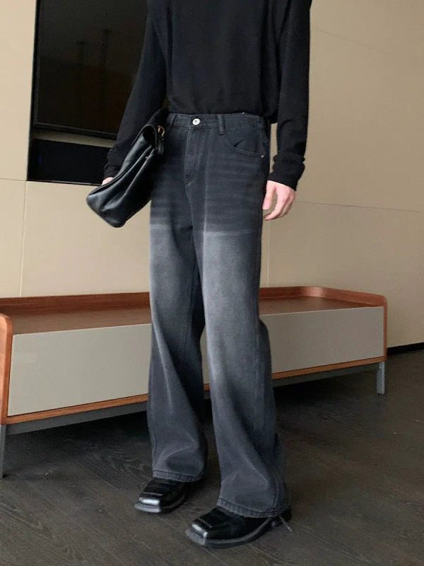 Dark Grey Denim Flared Pants on Sale - Image 4