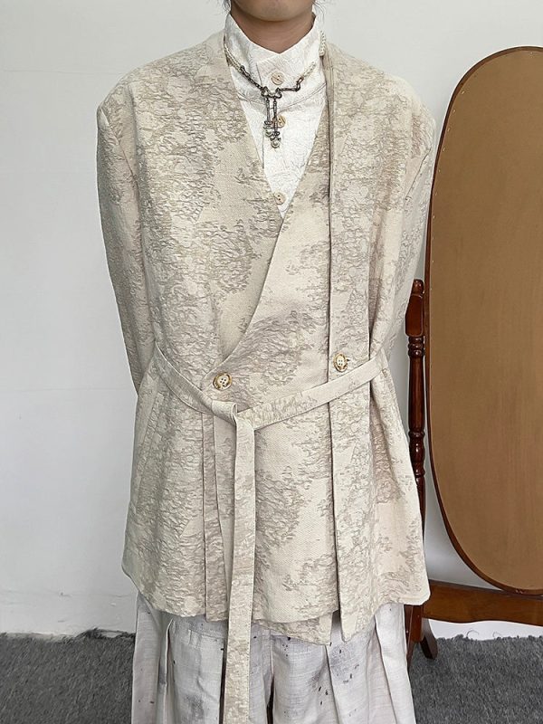 Japanese Vintage Pattern Linen Blazer Sale - Image 5