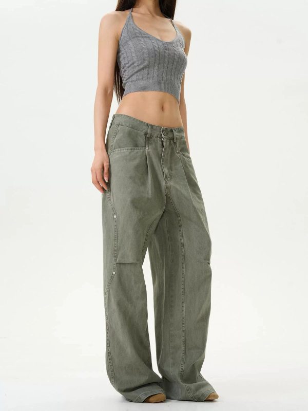 Washed Vintage Straight-leg Jeans Hot on Sale - Image 5