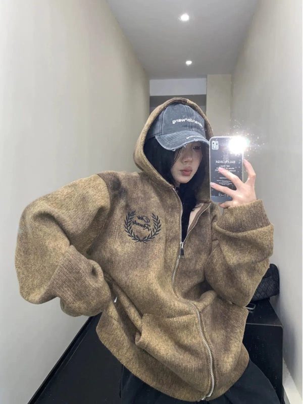 Hooded Zip-Up Coat Online Hot Sale - Image 3
