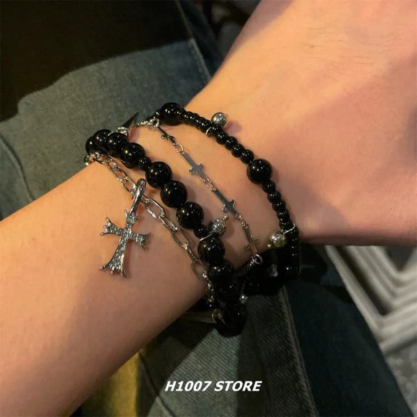 Multi-layer Beaded Cross Bracelet For Cheap