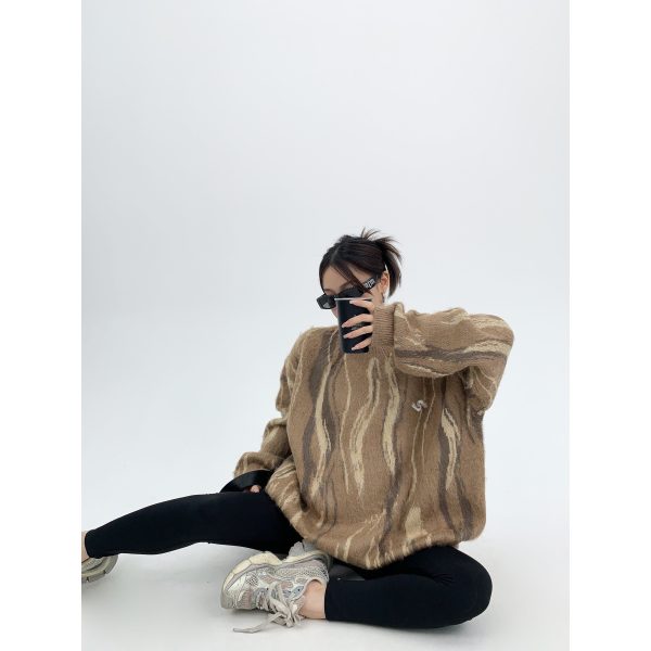 Abstract Patterned Oversized Sweater Cheap - Image 2