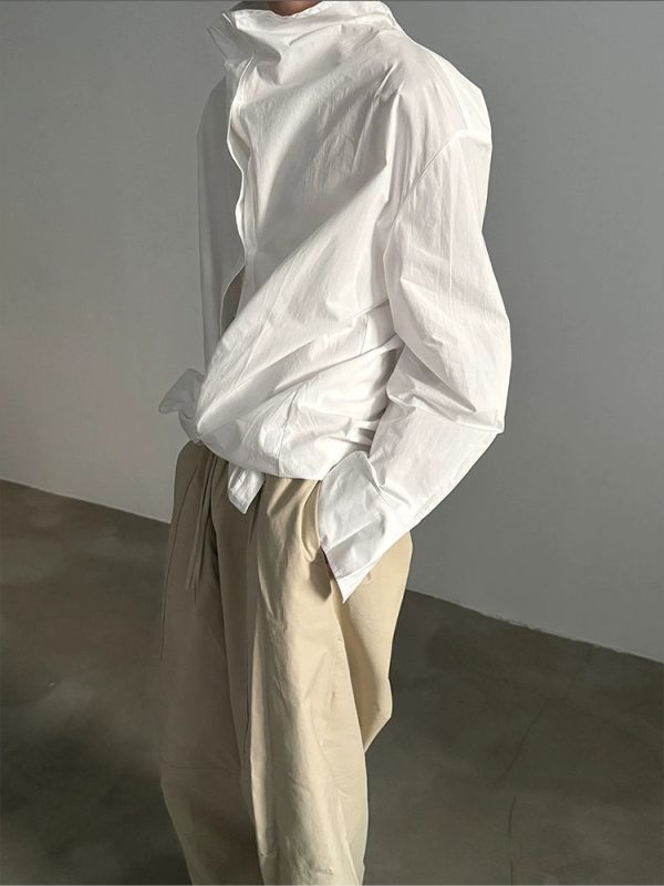 High Collar Long Sleeve Shirt For Cheap - Image 4