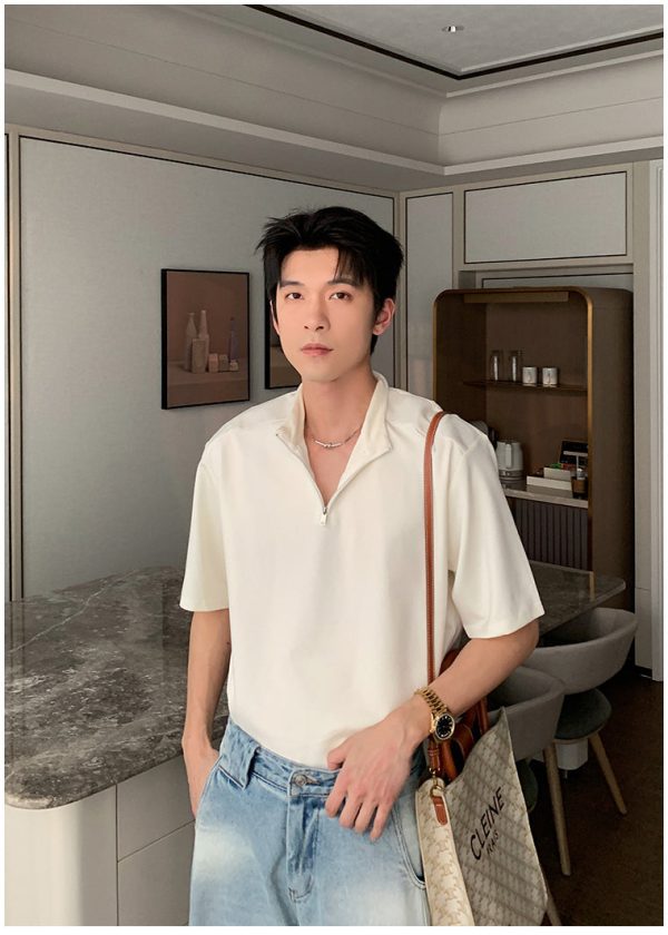 Short-Sleeve Half-Zip Polo Shirt For Sale