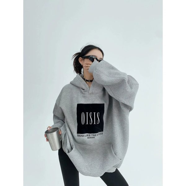 Hooded Embroidery Oversized Sweatshirt Fashion - Image 5
