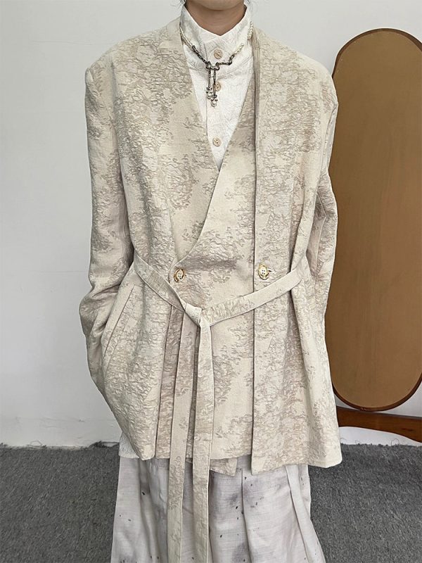 Japanese Vintage Pattern Linen Blazer Sale - Image 2