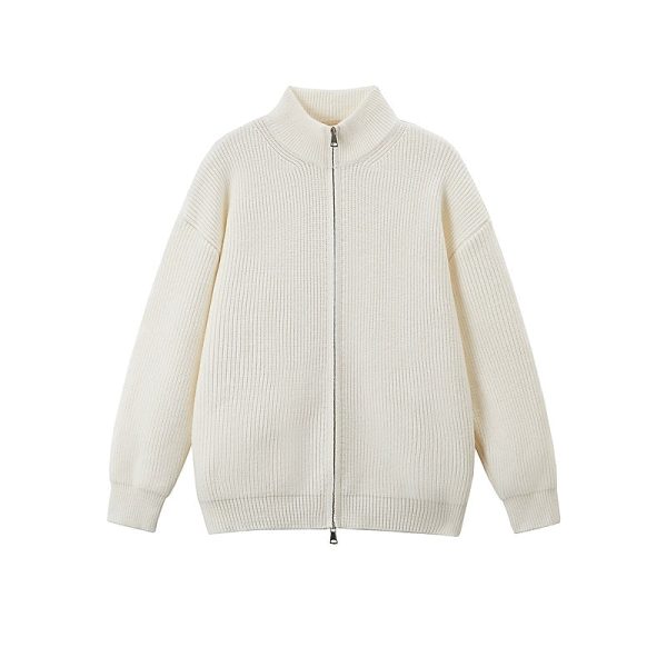 High Collar Knit Cardigan Sweater For Sale - Image 3