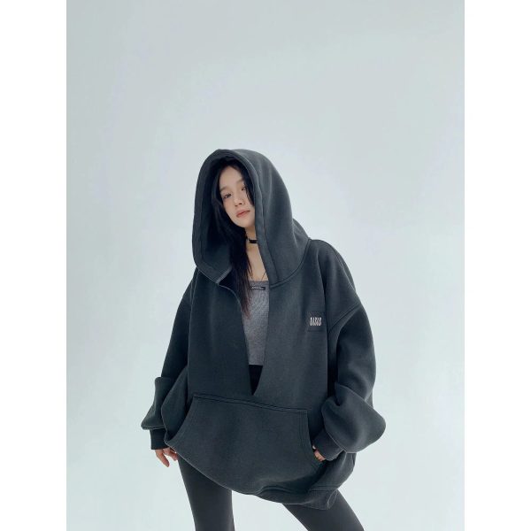 V-neck Embroidery Hoodie For Sale