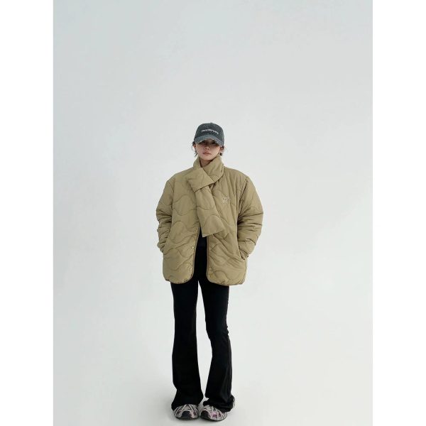Scarf Attachment Quilted Puffer Coat Online Sale - Image 5