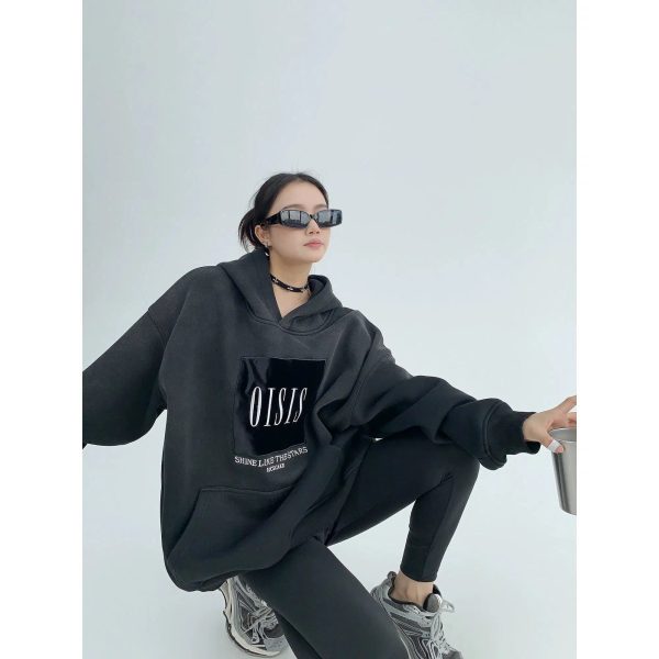 Hooded Embroidery Oversized Sweatshirt Fashion - Image 2