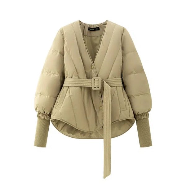 Cinched Sleeves Belted Down Jacket Online