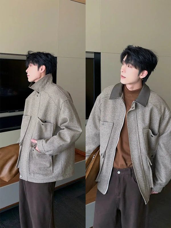 Wool-Blend Jacket with Pockets For Cheap