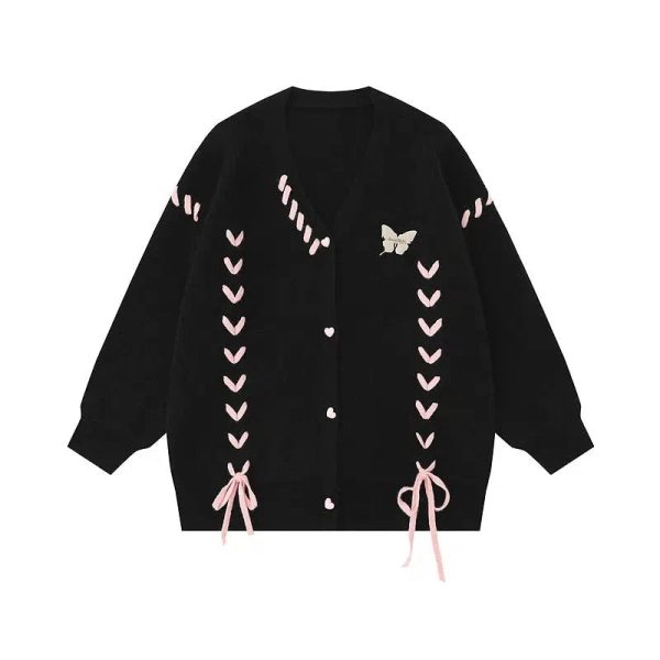 Embroidery Button Closure Knit Cardigan For Sale - Image 2