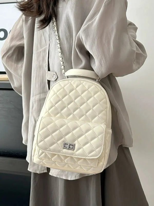 Quilted Chain Strap Backpack Hot on Sale - Image 4