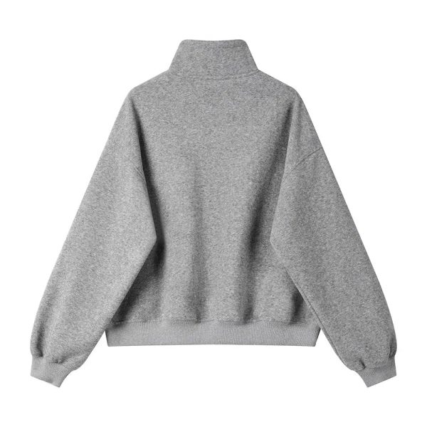 High Neck Zip-up Sweatshirt Fashion - Image 3