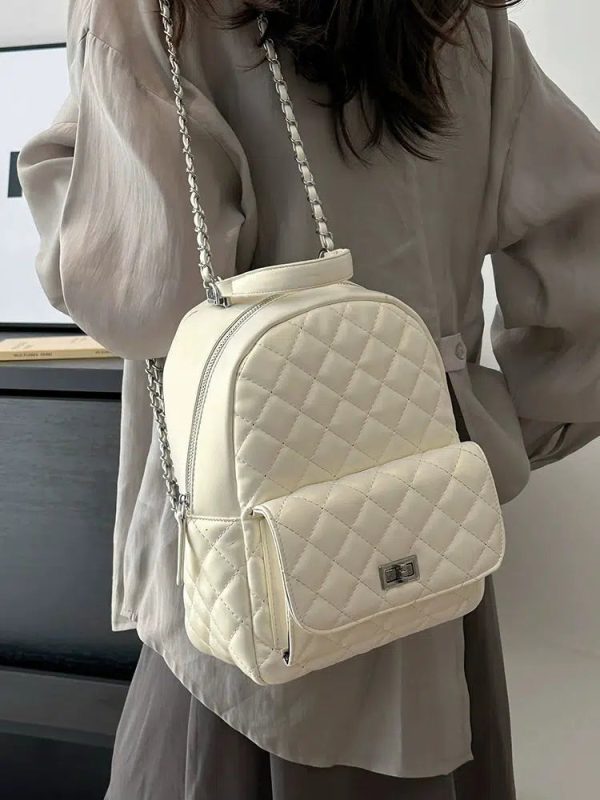 Quilted Chain Strap Backpack Hot on Sale - Image 3