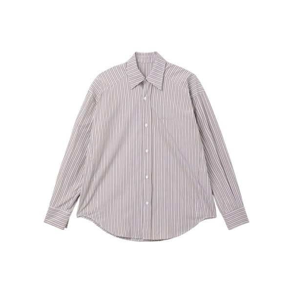 Lapel Embroidered Striped Shirt For Discount - Image 3