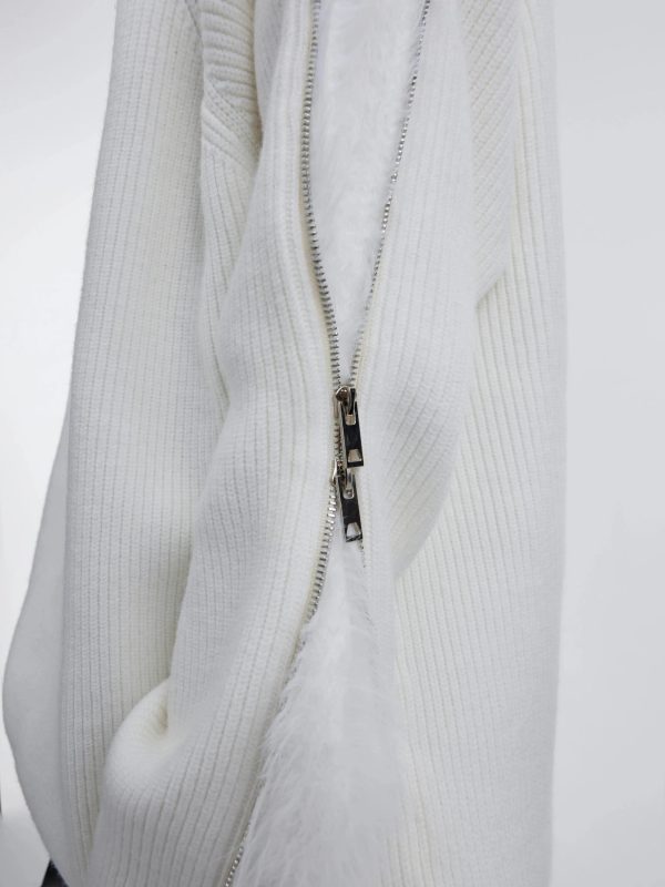 Metal Zipper Plush Knitted Sweater Online - Image 5