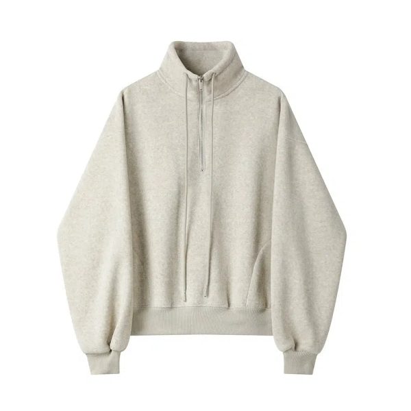 High Neck Zip-up Sweatshirt Fashion