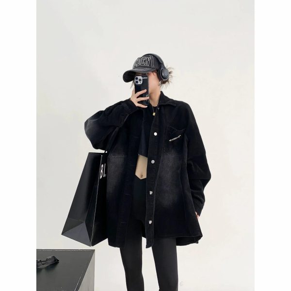 Washed Oversized Corduroy Shirt Hot on Sale