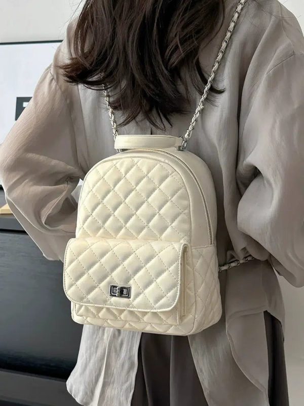 Quilted Chain Strap Backpack Hot on Sale - Image 2
