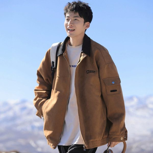Suede Embroidered Workwear Pilot Jacket Hot on Sale
