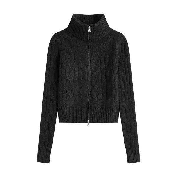Cable Knit Full-Zip Sweater For Discount - Image 3