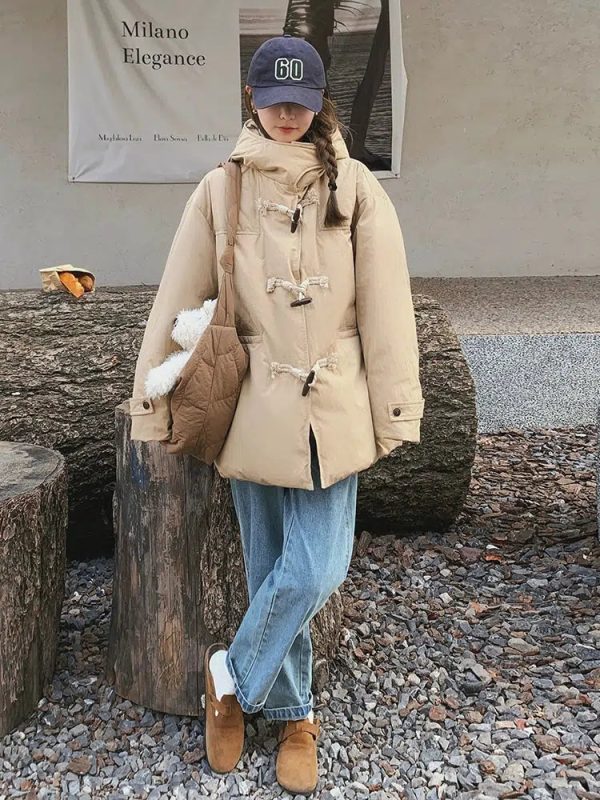 Short Horn Button Down Duck Down Jacket For Cheap - Image 3
