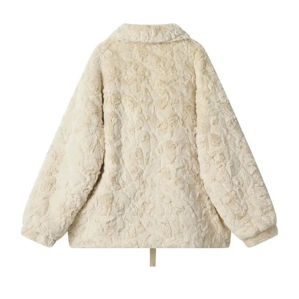 Tie Closure Plush Textured Coat Cheap - Image 2