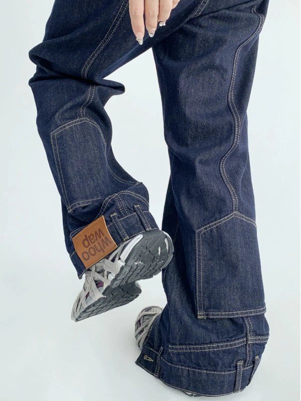 Wide-Leg High-Waisted Denim Pants For Sale - Image 2