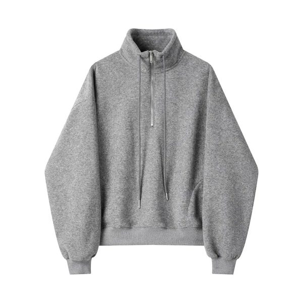 High Neck Zip-up Sweatshirt Fashion - Image 2