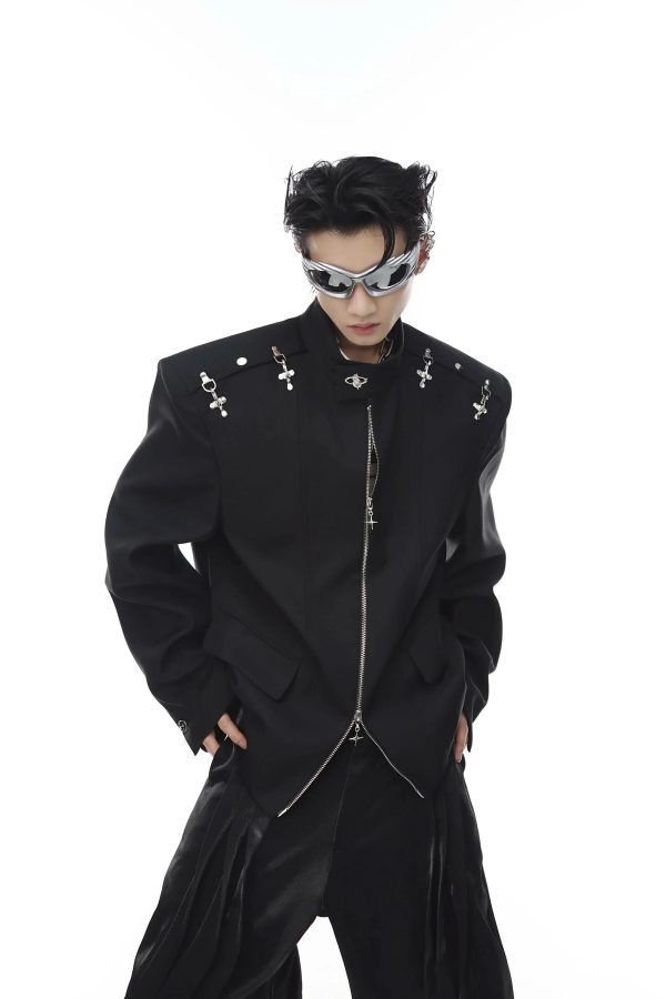 Metal Airplane Button Suit Jacket Online Sale - Image 2